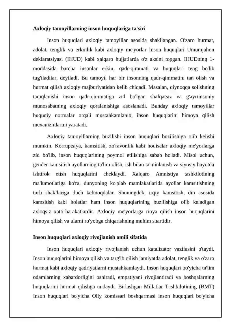 Referat: Inson huquqlari va etikasi 4