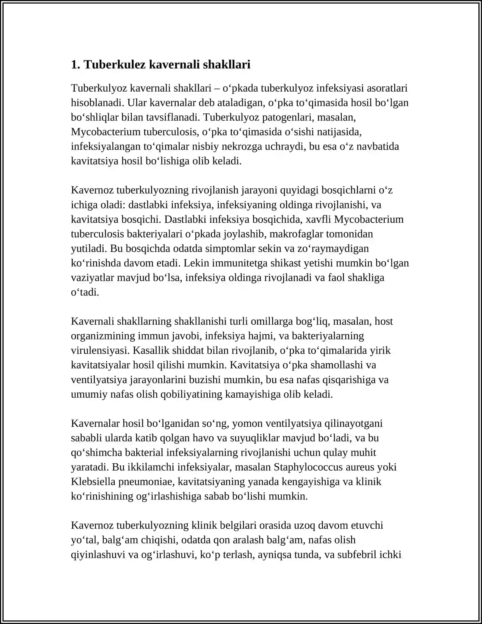 Tuberkulezni destruktiv shakllari-kavernali, fibroz kavernali va sirrotik opka tuberkulezi 4