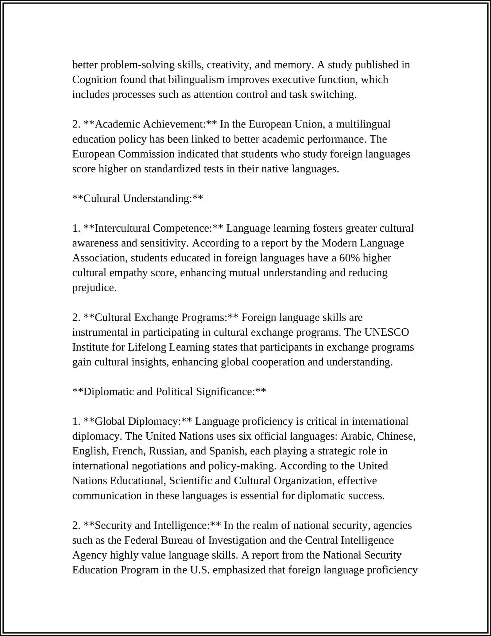 THE ROLE OF A FOREIGN LANGUAGE 4