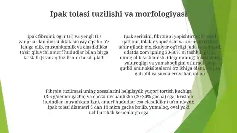 Ipak tolasi morfologiyasi va mexanik xossalari 4