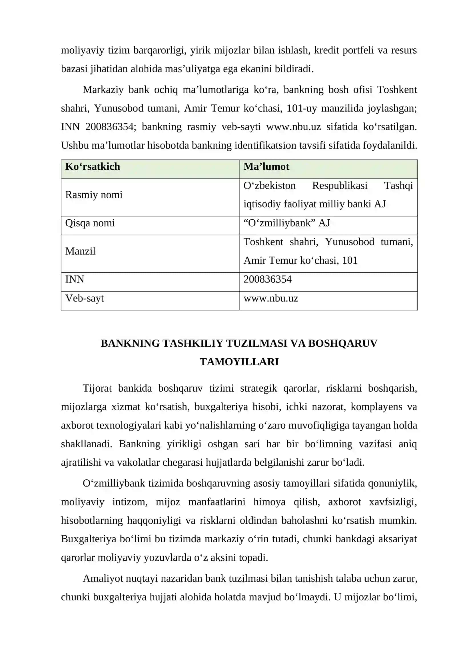 Milliy bank amaliyot hisoboti 4