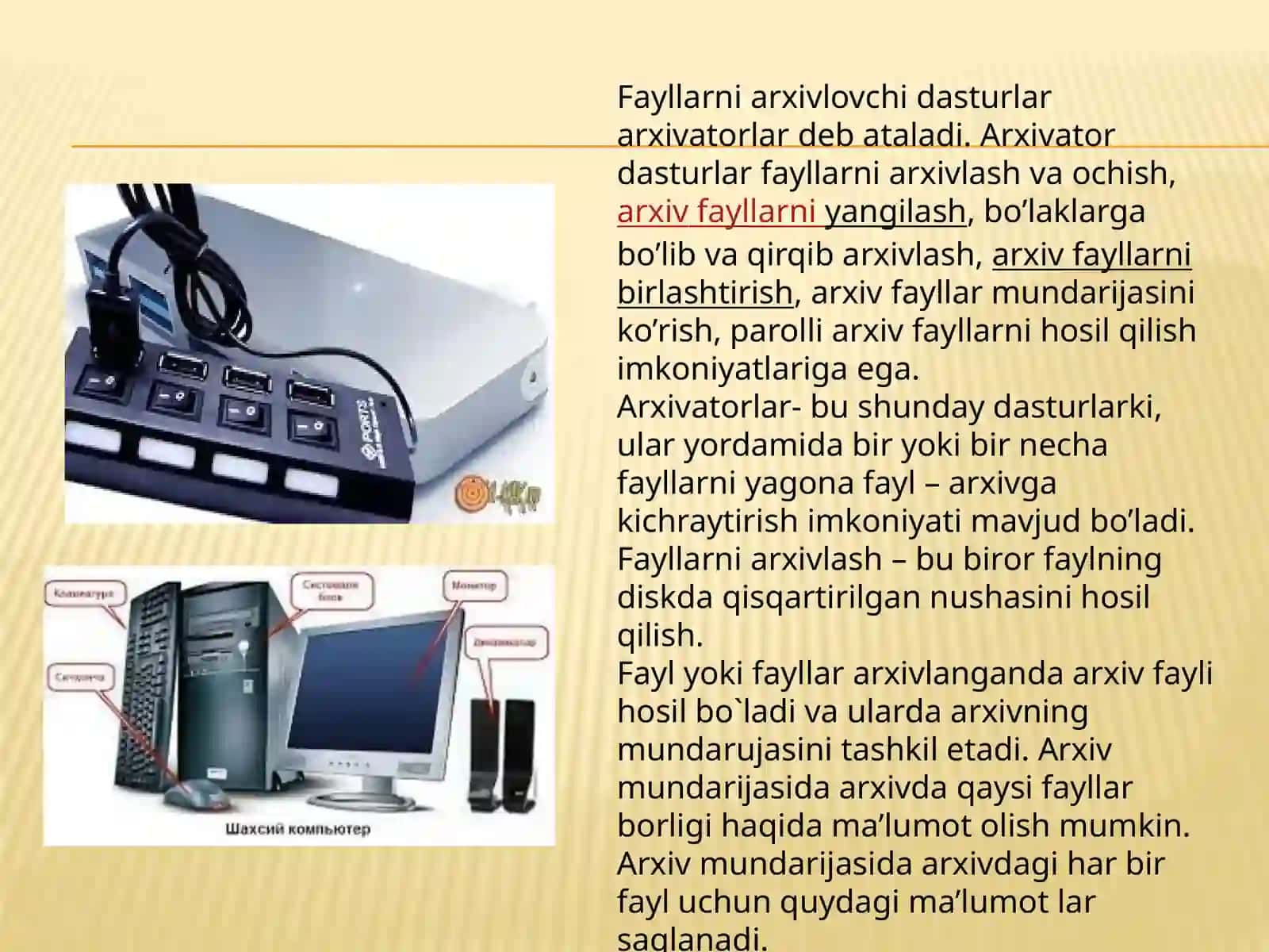 ARXIVLASHTIRISH DASTURI BILAN ISHLASH 4