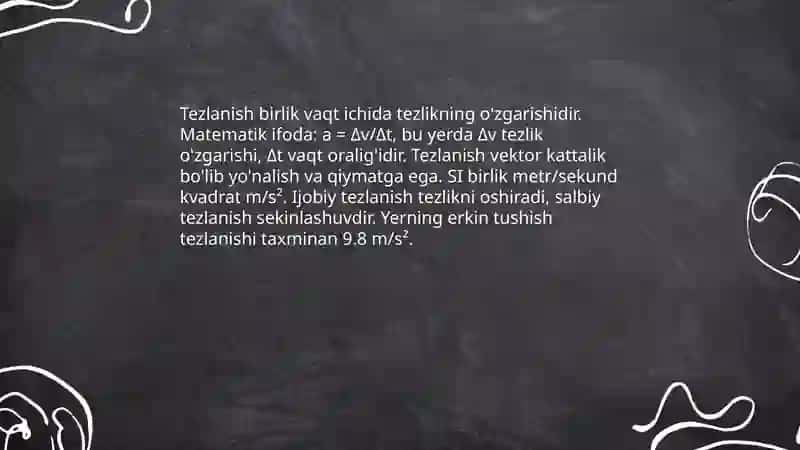 Tezlik va tezlanish va ularning birliklari 4