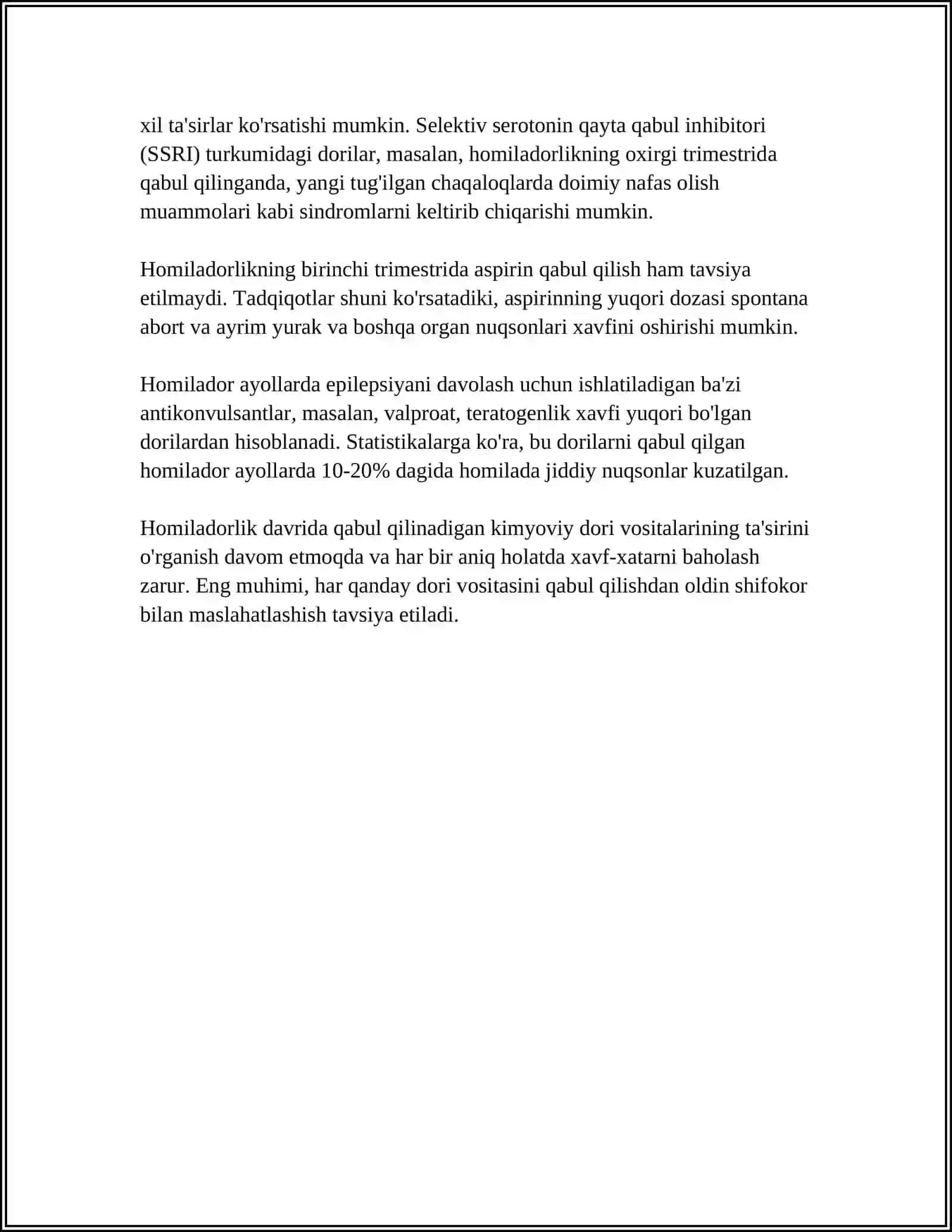 DORI VOSITALARINING HOMILAGA TA'SIRI 4