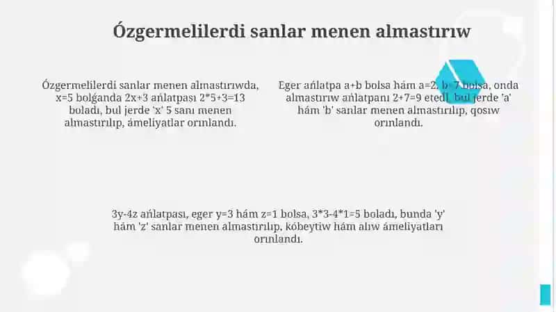 Algebraлық ańlatpalar 4