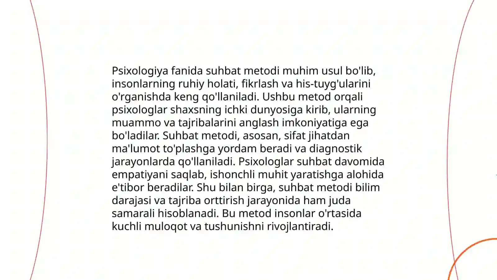 Psixologiya sohasida suhbat metodi 4