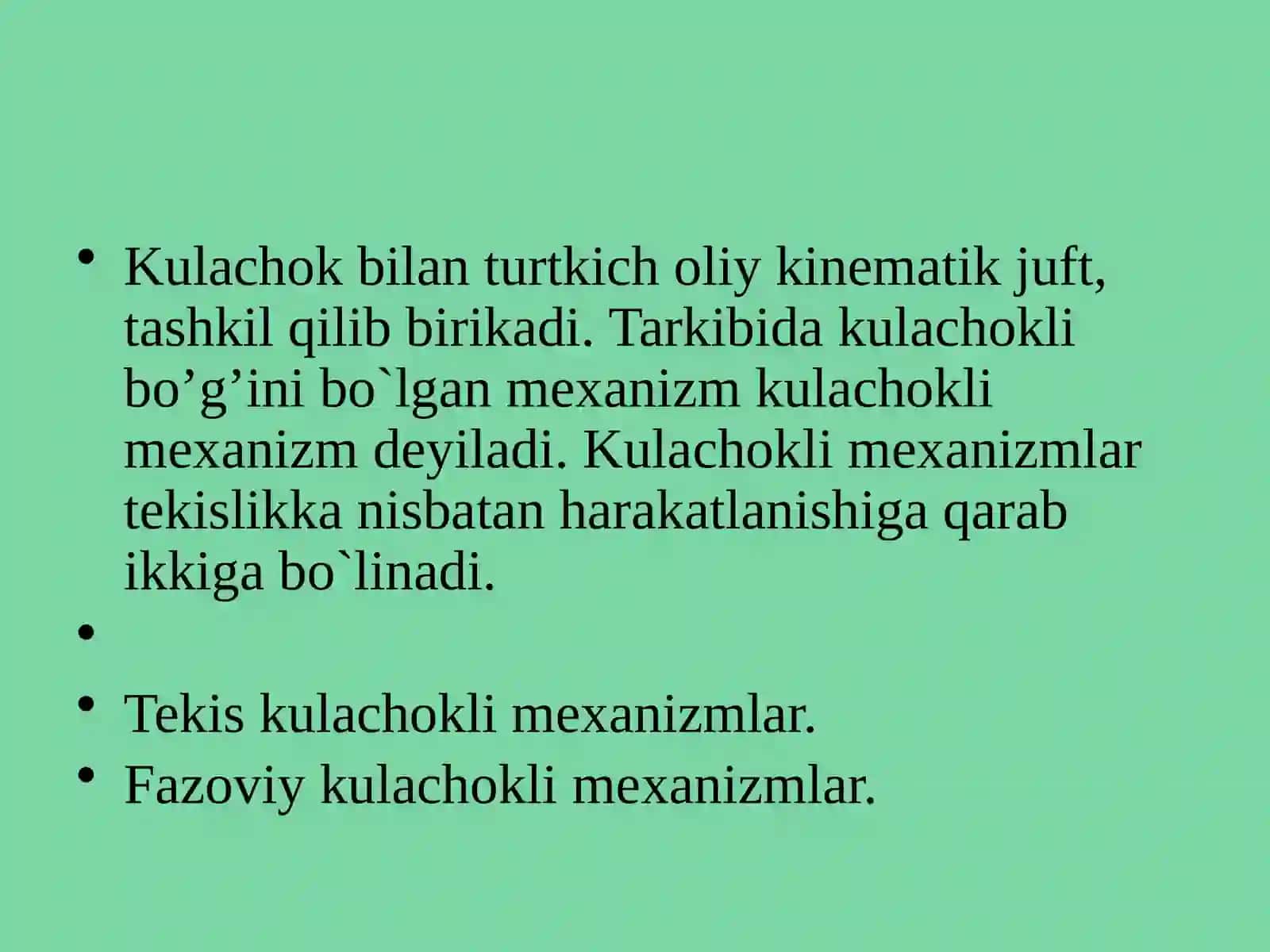 Kulachokli mexanizmlar 4