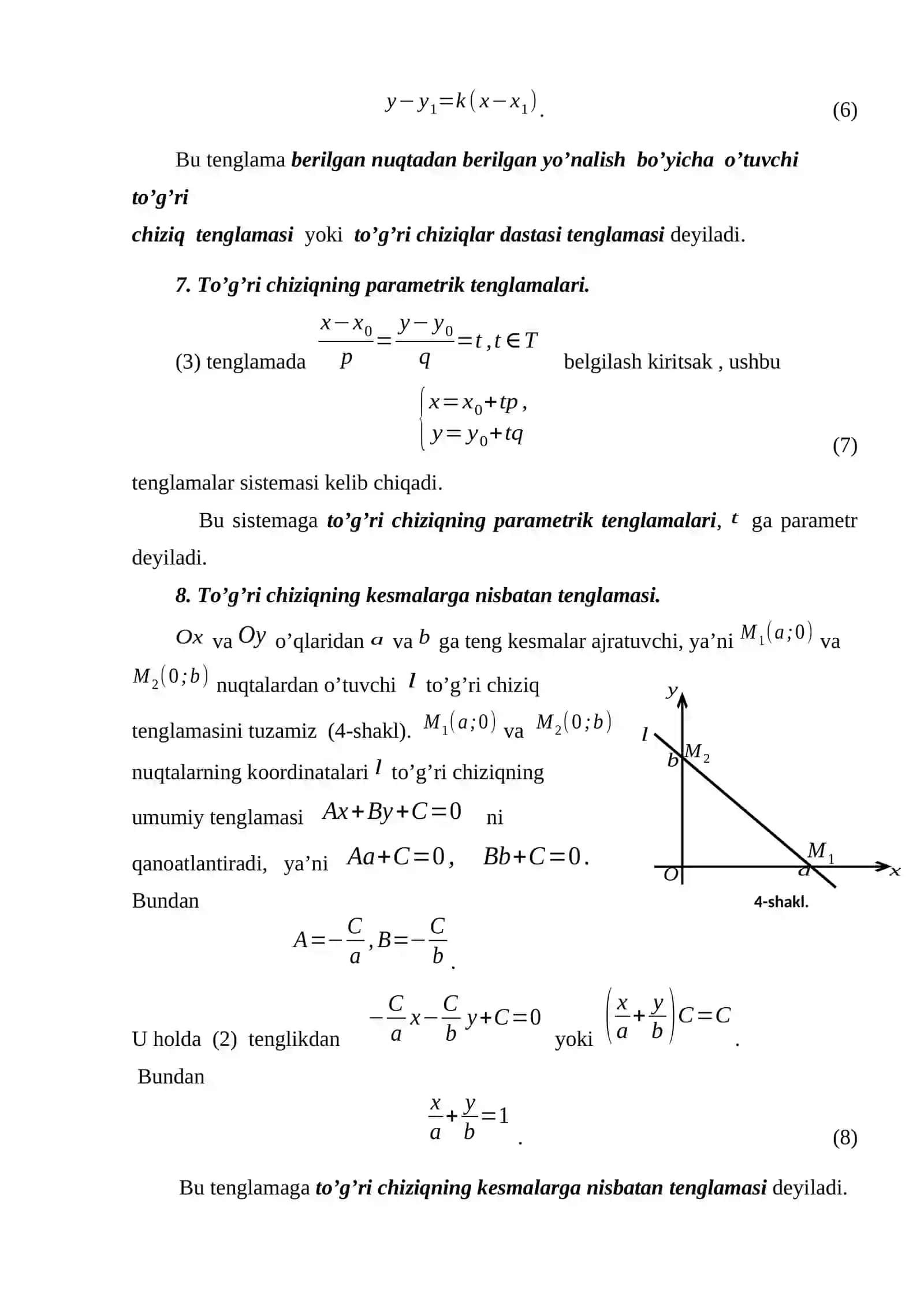 Tekislikdagi to’g’ri chiziq tenglamalari 4