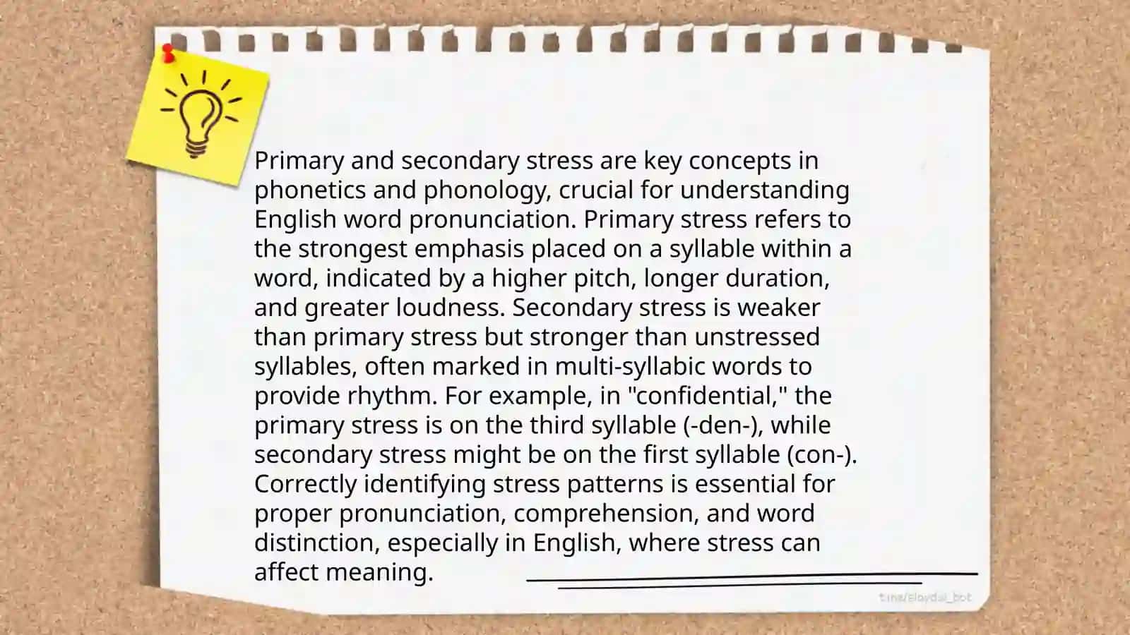 Primary and secondary stress for Elementary course 4