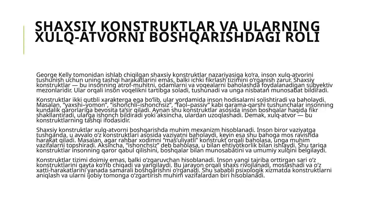 SHAXS NAZARIYASIDA KOGNITIV YO‘NALISH:Dj. Kelli 4