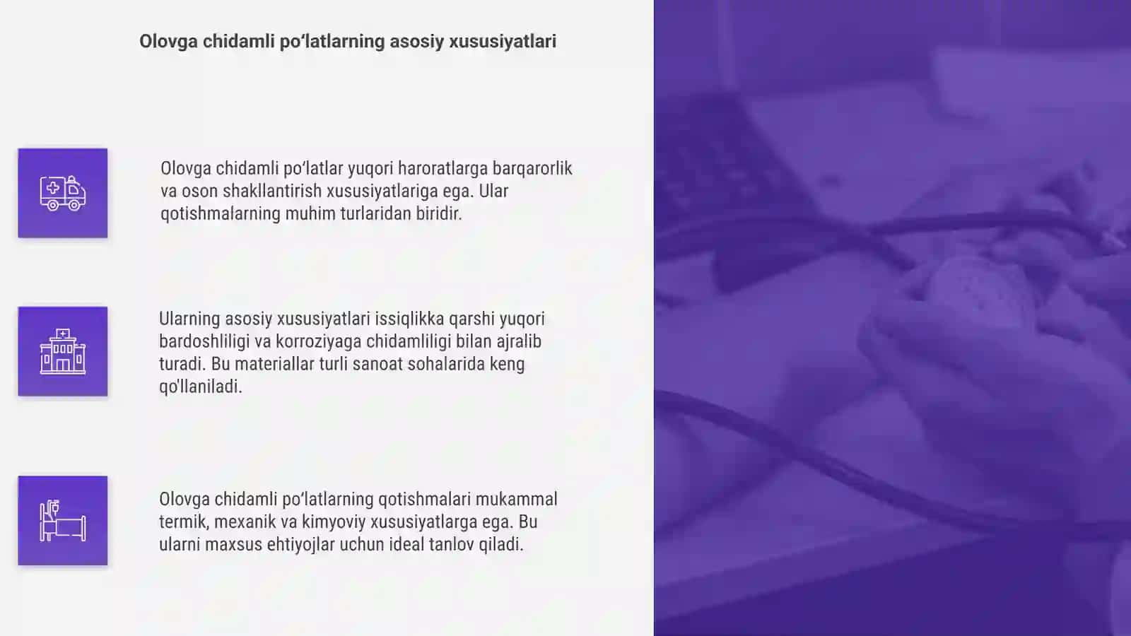 Olovga chidamli poʻlatlar va ularning qotishmalari 4