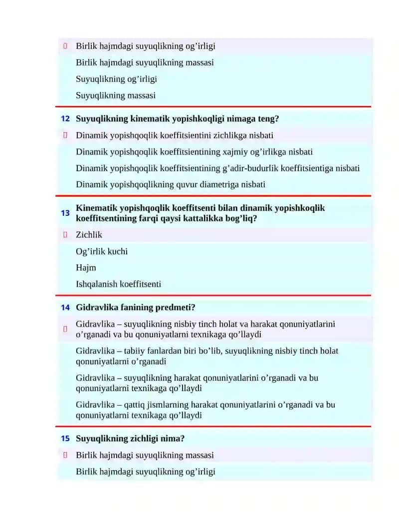 Suyuqlikning sоlishtirma (hajmiy) оg’irligi 4