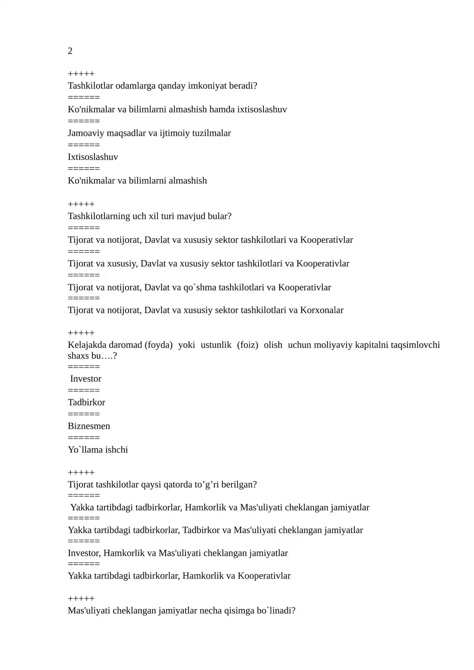“PUL VA BANKLAR” FANIDAN TEST SAVOLLARI 4
