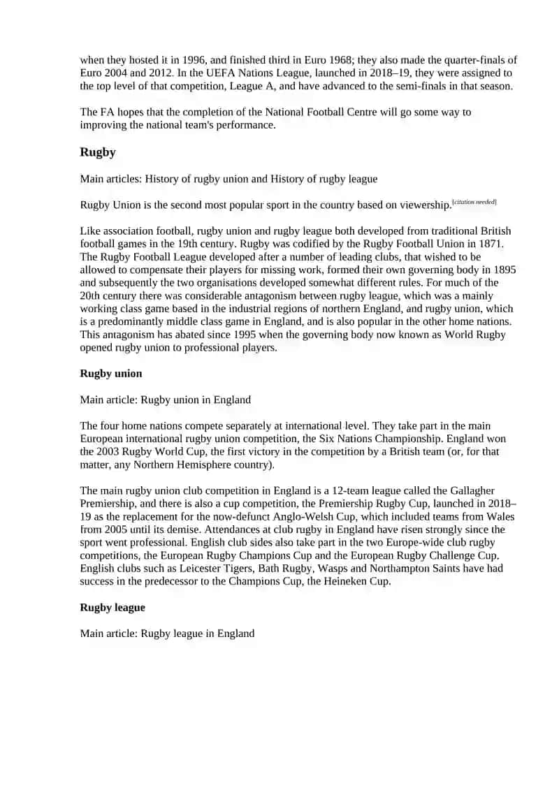 Sport in England 4