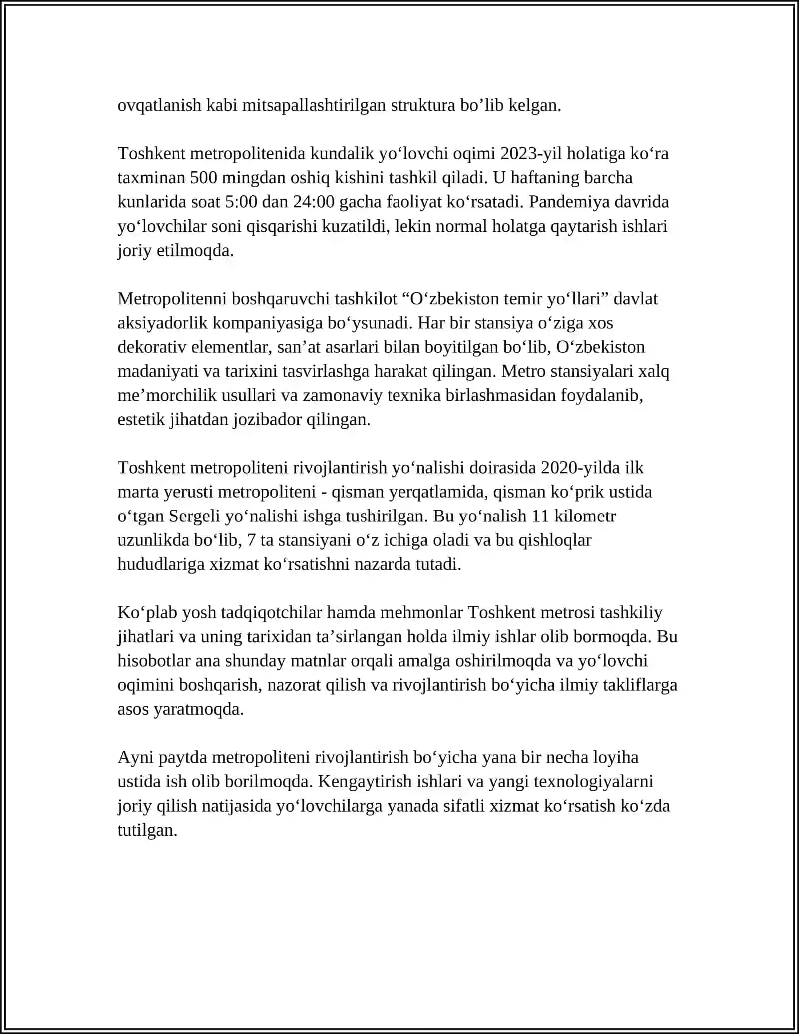 TOSHKENT METROPOLETENI 4