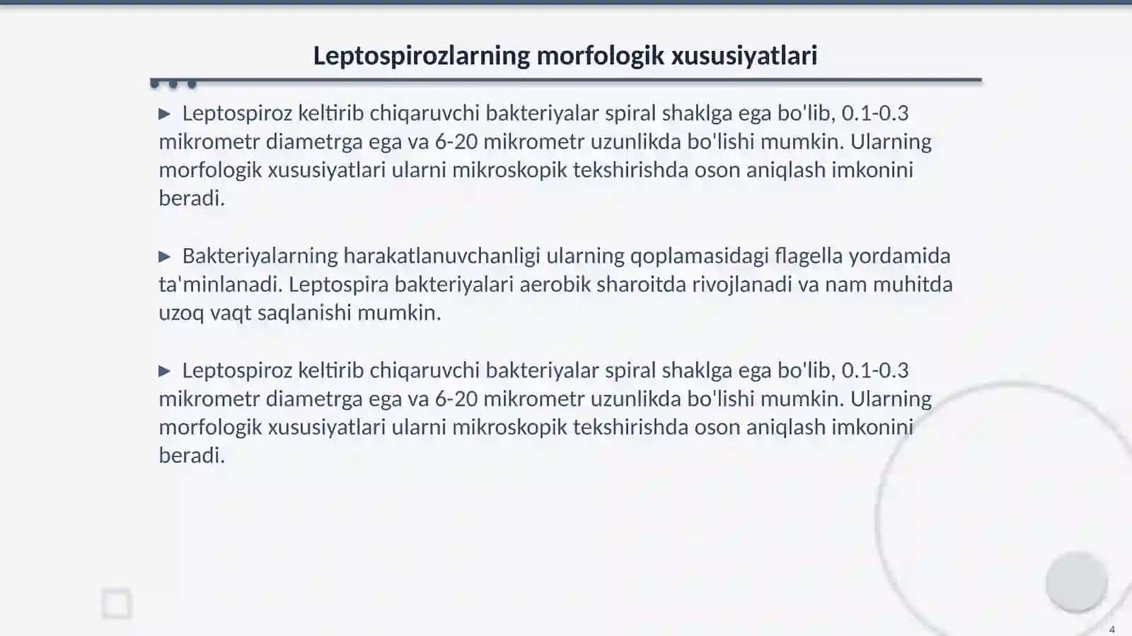 Leptospirozlar – morfologiyasi, strukturasi, tarqalganligi, keltirib chiqaruvchi kasalliklari va laboratoriya diagnostikasi 4