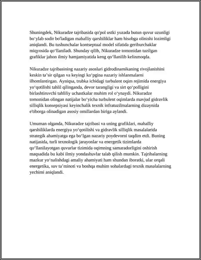 NIKURADZE TAJRIBASI VA GRAFIGI 4