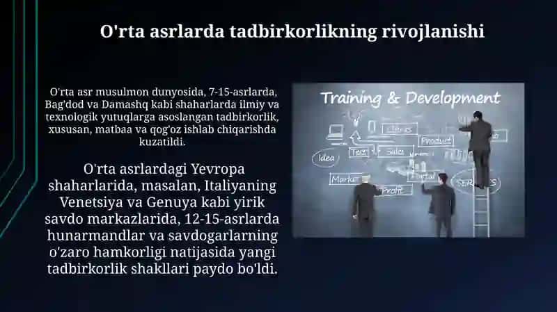 Tadbirkorlikning shakllanishi va rivojlanish tarixi 4