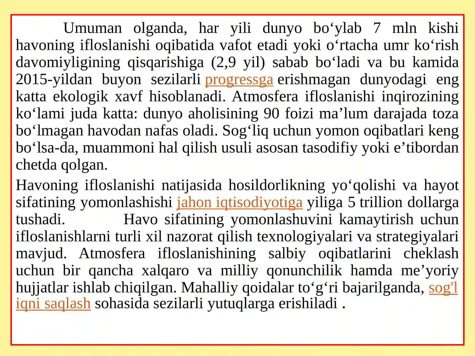 Atmosfera havosining ifloslanish manbalari va ularni kamaytirish 4