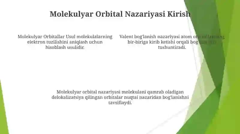 Valent bogʻlar nazariyasi. Molekulyar orbitallar usuli 4