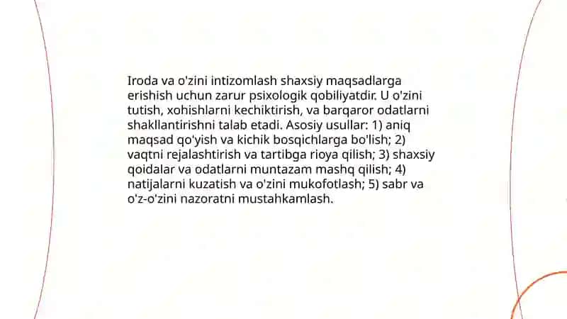 Irodani kuchaytirish usullari 4