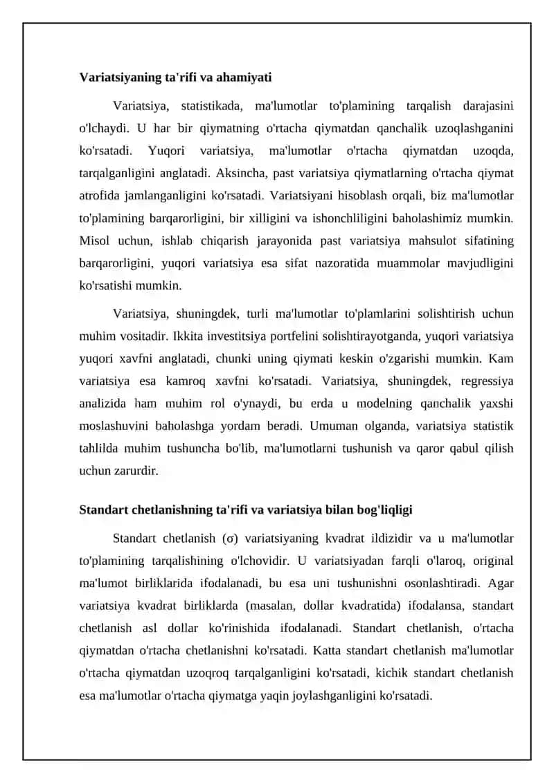 Variatsiya va Standart Chetlanish 4