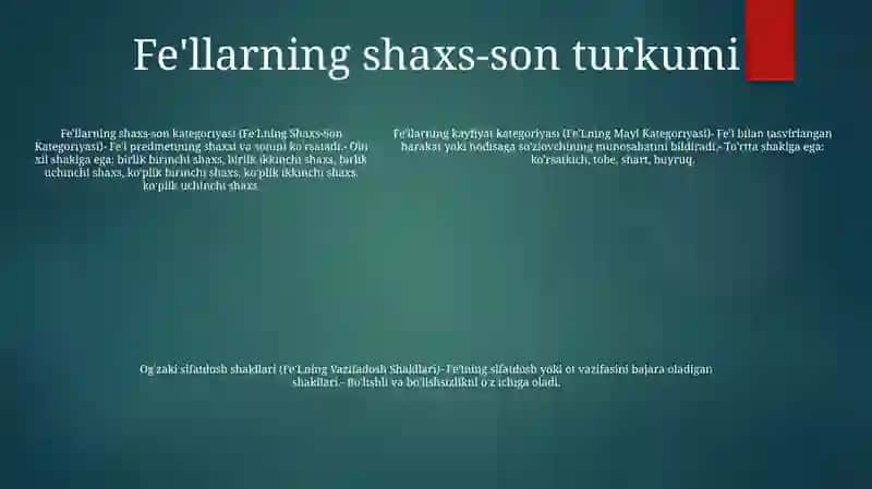 Fe'Llarning Nisbat Kategoriyasi 4
