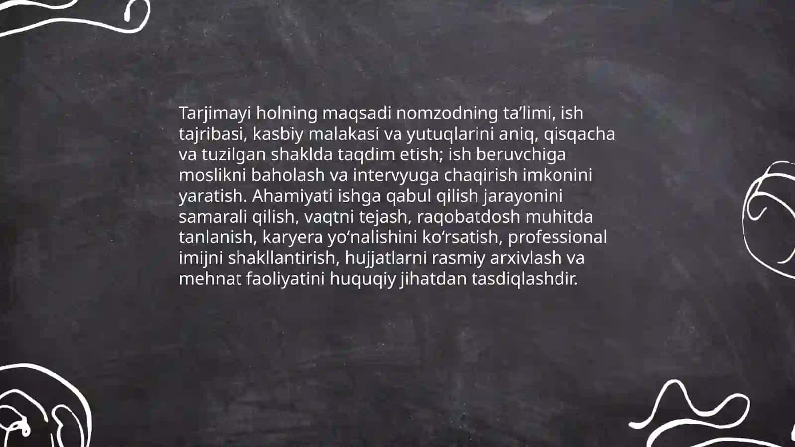 Malumot axborot hujjatlar. Tarjimayi hol 4