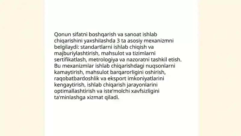 Oʻzbekiston Respublikasining Standartlashtirish haqida qonunining ahamiyati 4