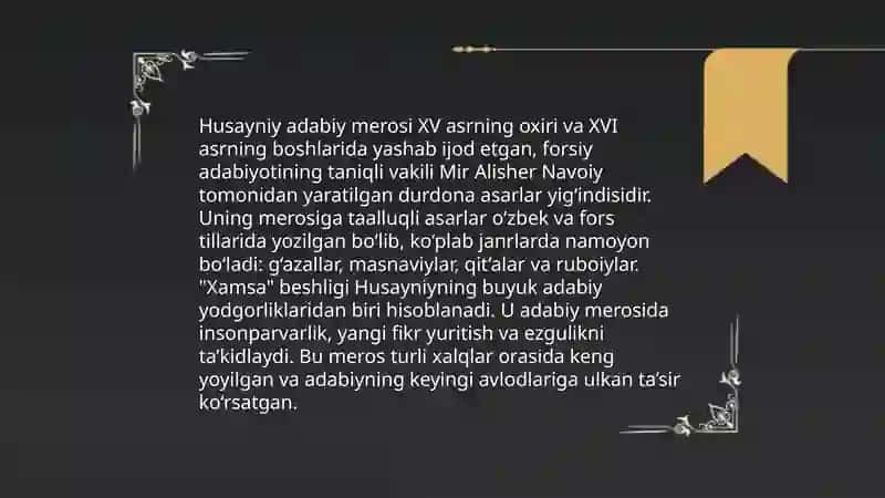 Lutfiy va Husayniy ijodiy faoliyati 4