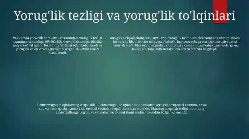Elektromagnit ToʻLqinlarning Tarqalish Tezligi 4