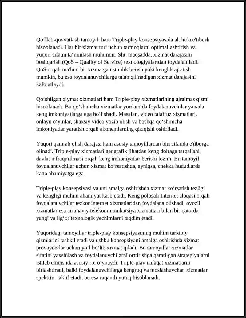 TRIPLE-PLAY KONSEPSIYASI VA U ASOSIDAGI XIZMATLAR 4