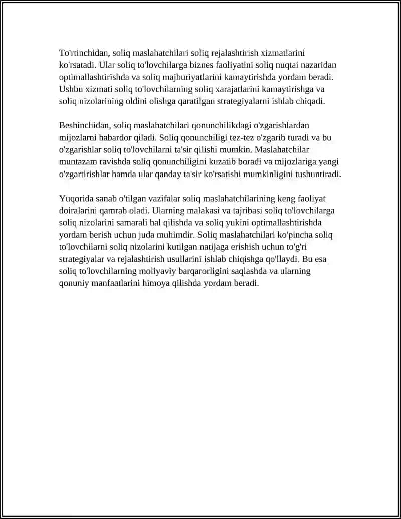 SOLIQ ORGANLARIDA SOLIQ NIZOLARINI SUDGACHA HAL QILISH AMALIYOTI 4
