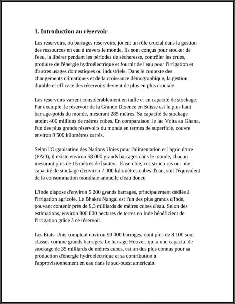 Introduction au réservoir 4