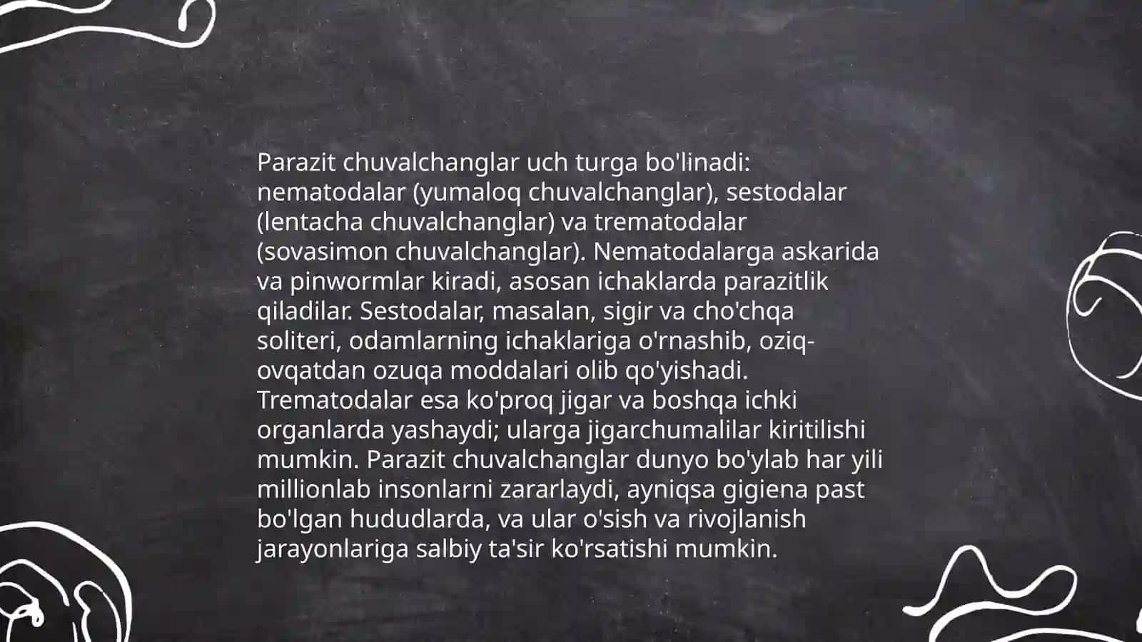 Parazit chuvalchanglar biologiyasi 4