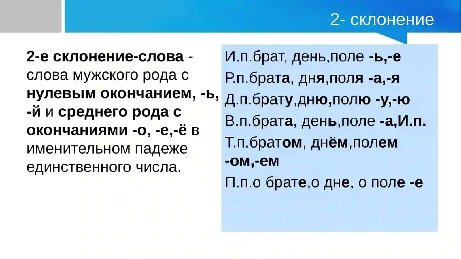 Склонение имён существительных 4