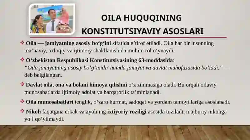 Oilahuquqining konstitutsiyavi yasosi 4