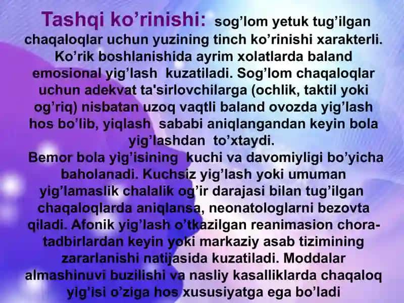 Chaqaloqlik davri fiziologiyasi 4