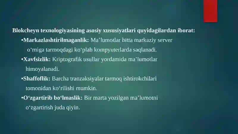 BLОKCHЕYNTЕХNОLОGIYАLАRI 4