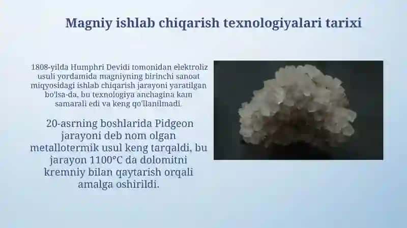 Magniy ishlab chiqarish texnologiyasi 4