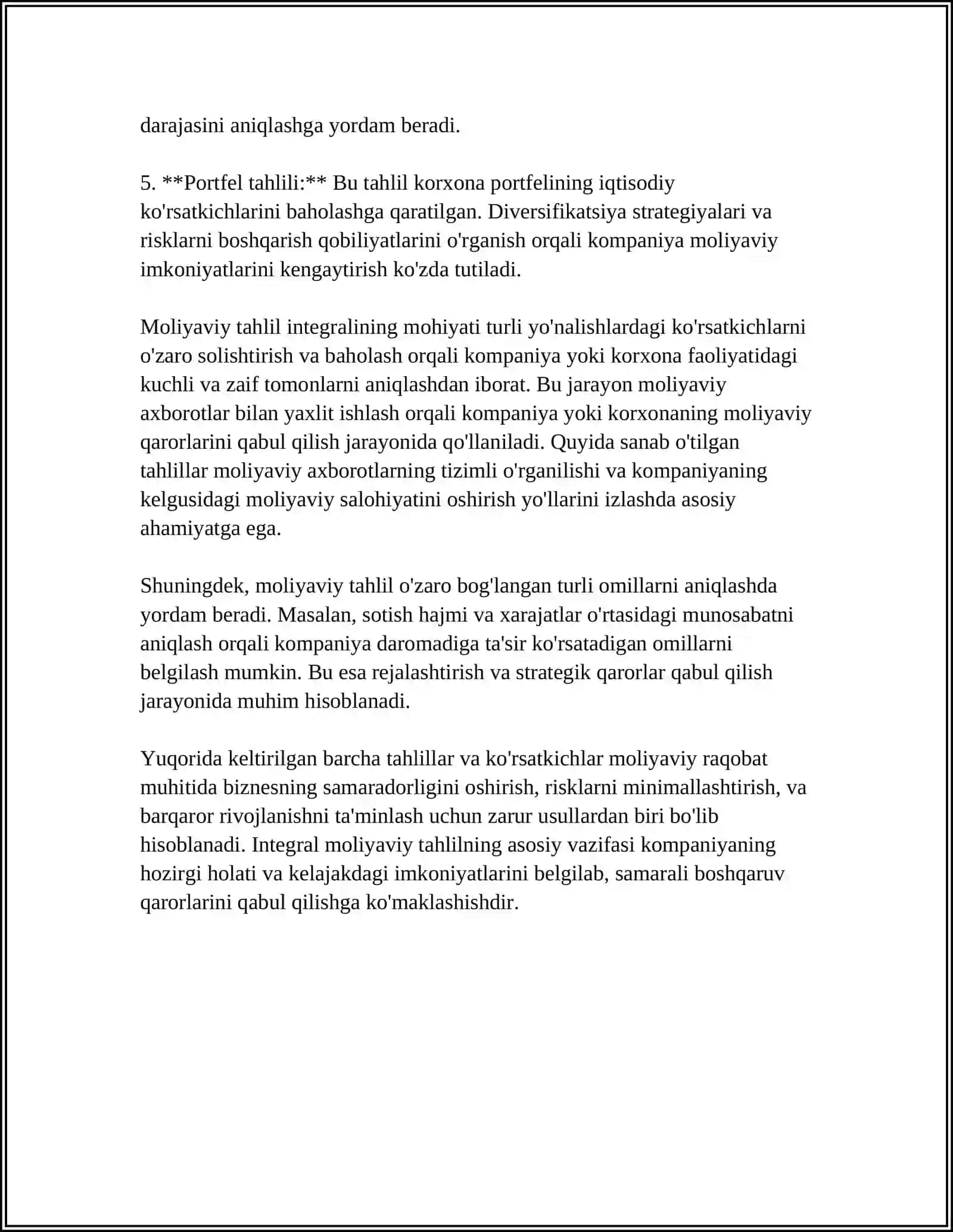 Moliyaviy Tahlil Integralu 4