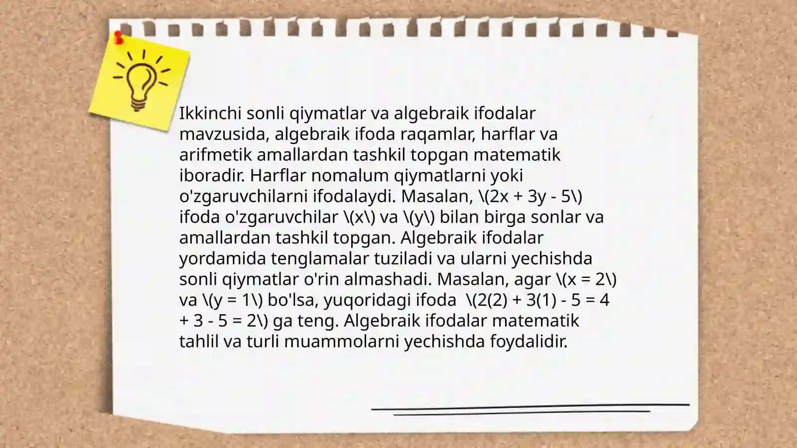 Algebraik ifodalarni qiymatini topish 4