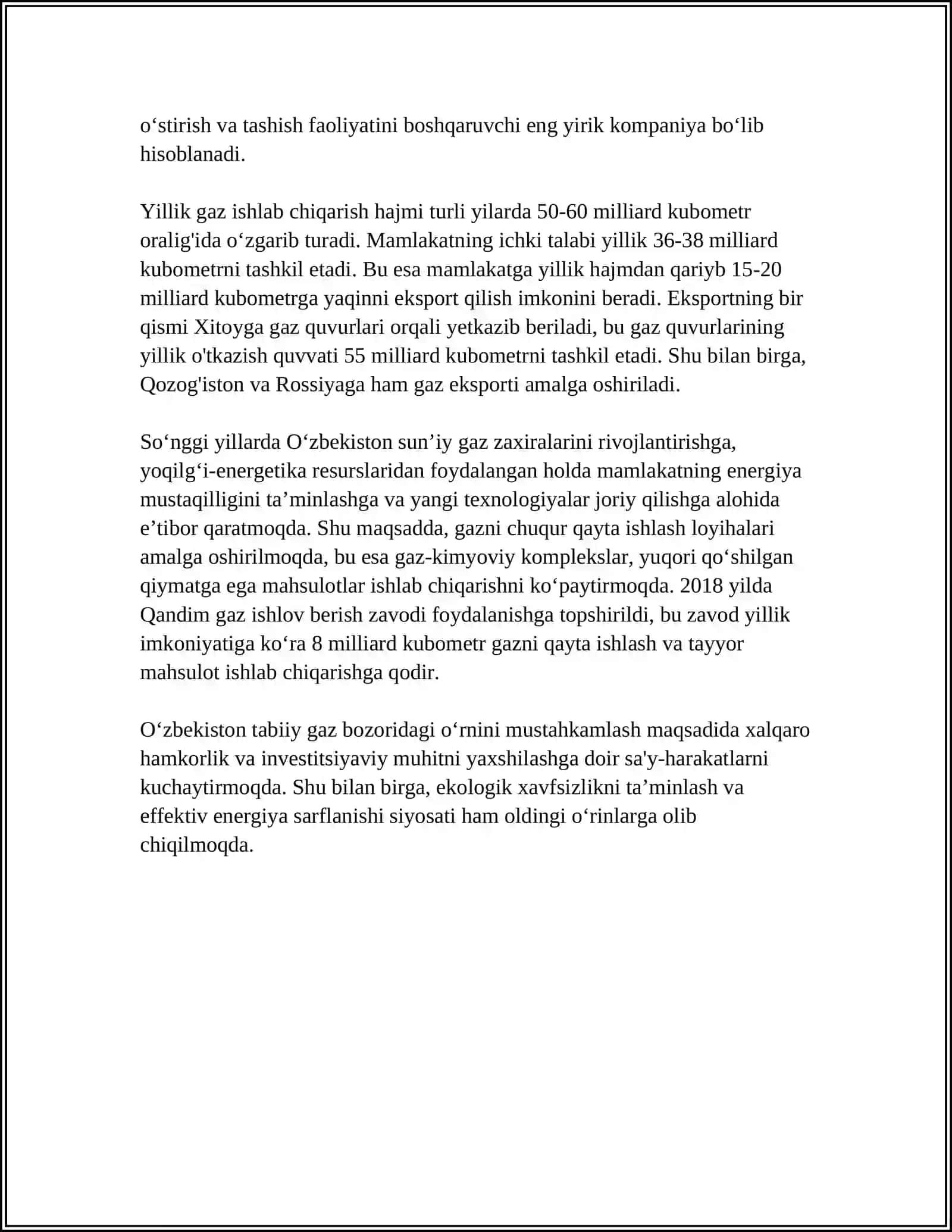 O'zbekistondagi Gaz Zaxirasi 4