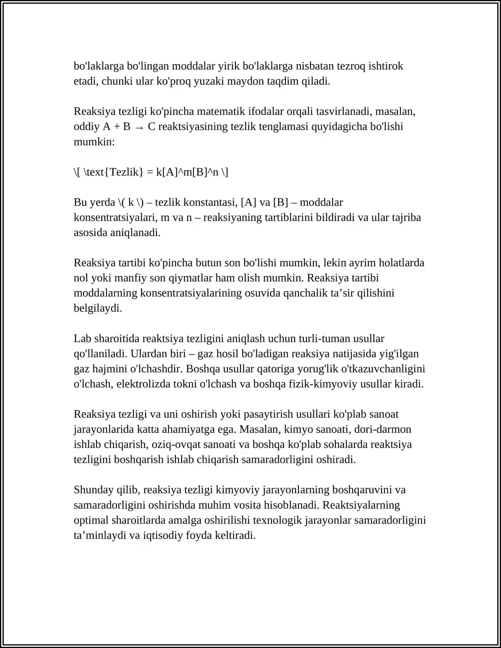 KIMYOVIY REAKSYA TEZLIGI 4