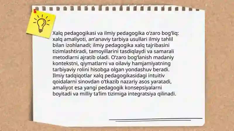 Xalq pedagogikasi ilmiy pedagogikasining asosi 4
