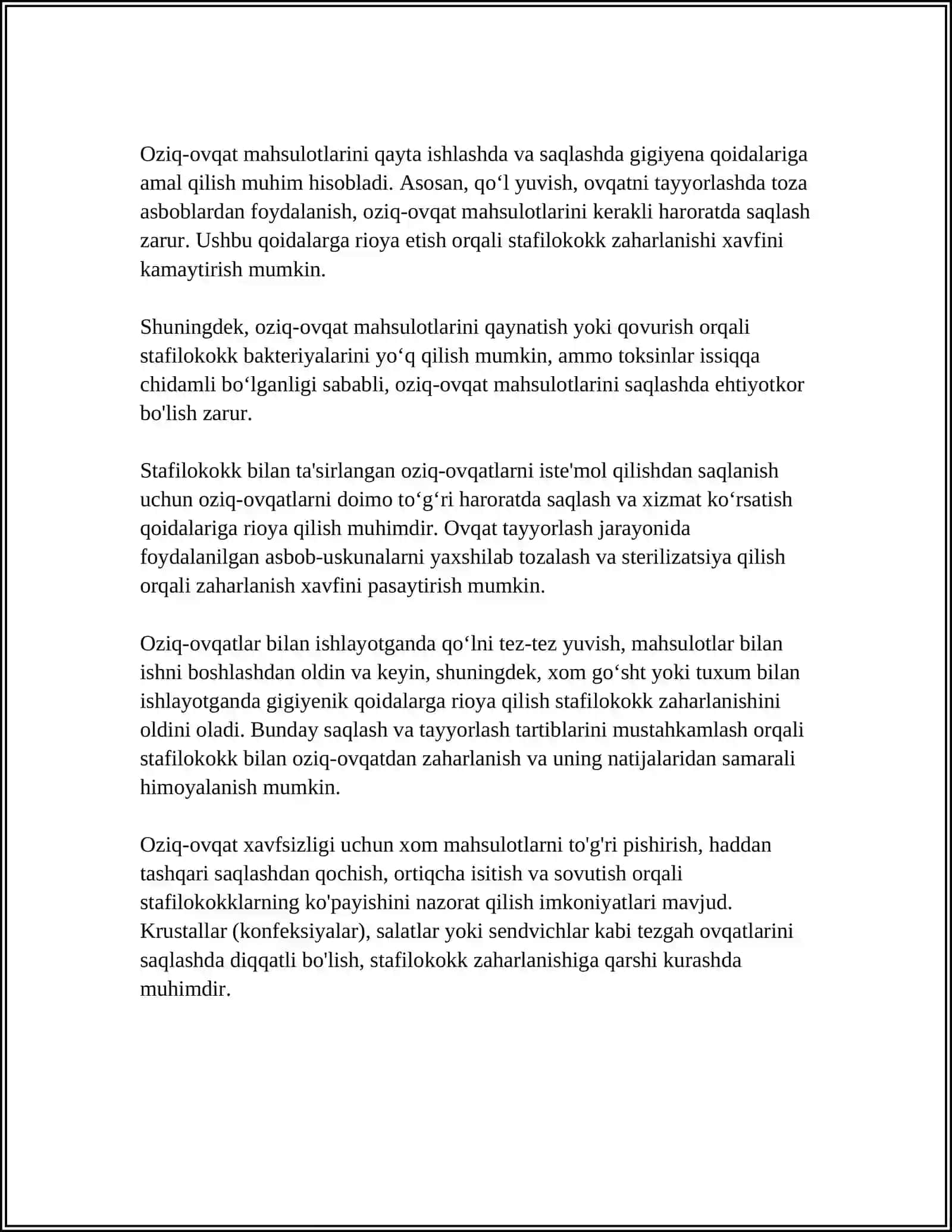 STAFILOKOK BILAN OZIQ OVQAT ZARARLANISHI 4