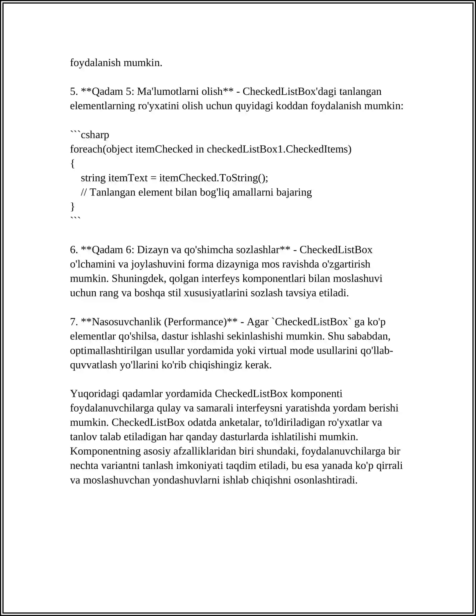 CHECKEDLISTBOX KOMPONENTASI 4