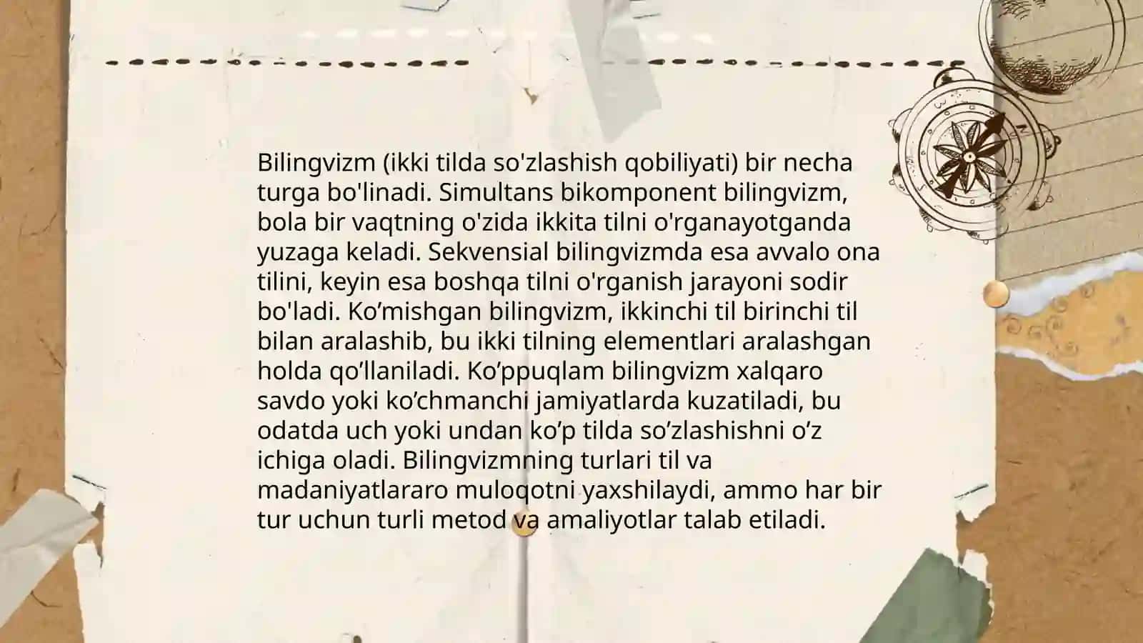 Bilingvizm va uning turlari.Tillarning aralashuvi 4