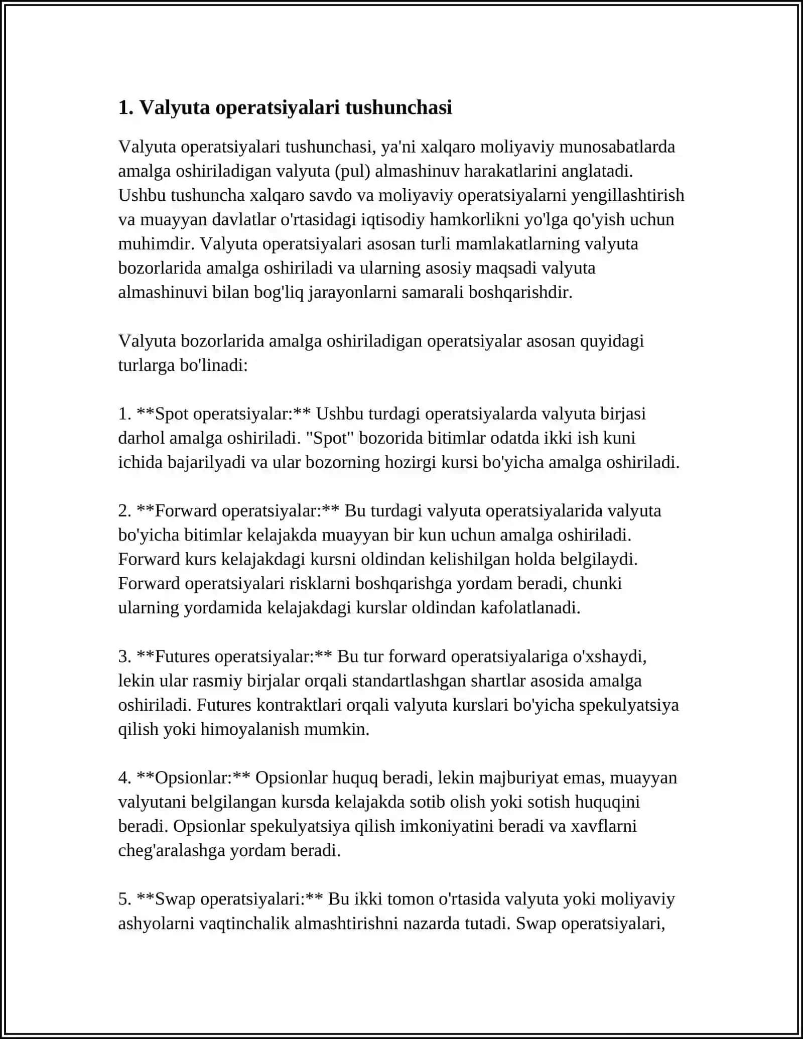 VALYUTA OPERATSIYALARI XISOBI 4
