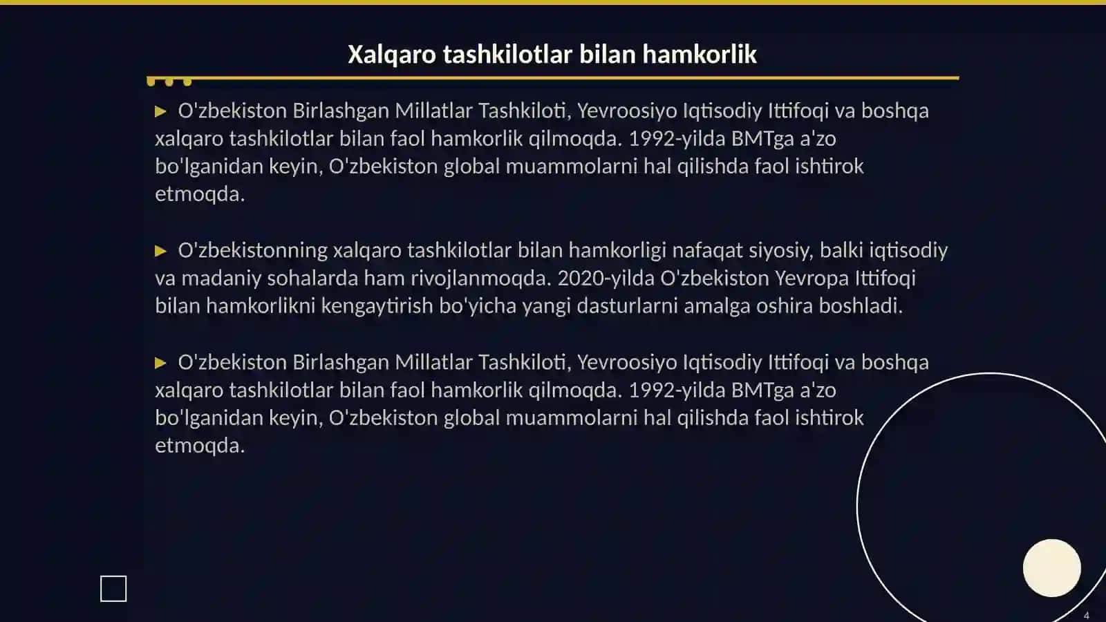 O'zbekistonning jahon hamjamiyatiga kirib borishi 4